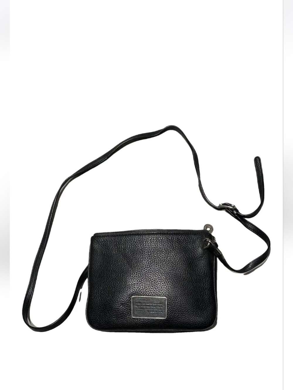 MARC By Marc Jacobs Black Pebble Leather Crossbody Bag w/ Logo Plate